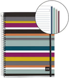 Miquelrius Medium 4 Subject Spiral Notebook, Oslo Stripes, 90 G/M2 120 Sheets, College Ruled ( A5 6" x 8" )
