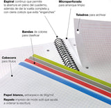 Miquelrius A5 8-Subject Spiral Notebook, Graph Pages, Medium (6" x 8")