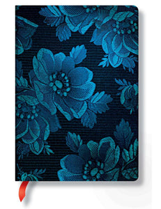 Paperblanks Writing Journal, Chic & Satin, Blue Muse Midi 5" x 7", 176 unlined pages