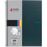 Miquelrius A4 8.25 X 11.75 Graphite Wirebound Notebook, 4-subject, Grid Ruled