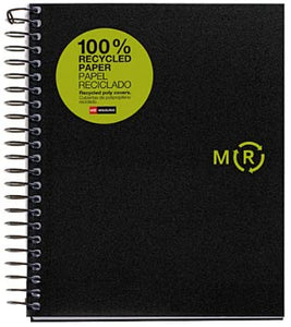 Miquelrius Large Recycled Wirebound Notebook, 4-Subject College Ruled,  Black (8.5 x 11)