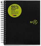 Miquelrius A5 Medium Recycled Wirebound Notebook, 4-Subject Graph Ruled,  Black (6 x 8)