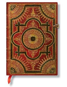 Paperblanks Writing Journal, Baroque Ventaglio, Ventaglio Rosso Midi 5x 7", 240 unlined pages